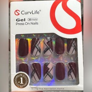NEW! Curvlife Gel Glitter Square Press-On Nails